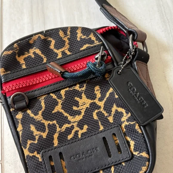 Coach Animal Print Crossbody Bag w/red zippers - Picture 3 of 8